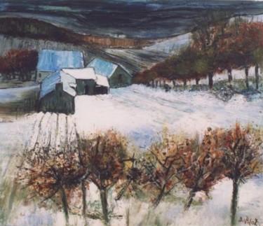 Painting titled "Clarté d'hiver" by Kévin Blot, Original Artwork, Oil