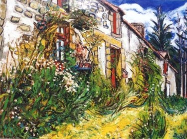 Painting titled "Vieille maison dans…" by Kévin Blot, Original Artwork, Oil