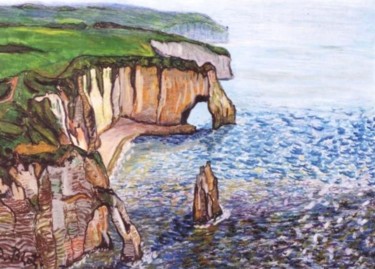 Painting titled "Etretat" by Kévin Blot, Original Artwork, Oil