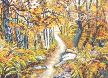 Peinture intitulée "Chemin solitaire" par Kévin Blot, Œuvre d'art originale, Huile