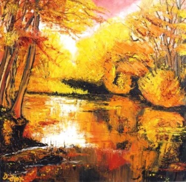 Painting titled "Un automne" by Kévin Blot, Original Artwork, Oil