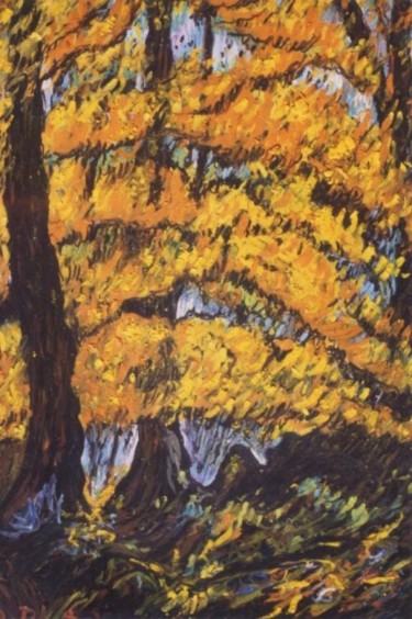 Painting titled "L'automne près de m…" by Kévin Blot, Original Artwork