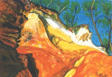 Peinture intitulée "Les falaises d'ocre" par Kévin Blot, Œuvre d'art originale, Huile