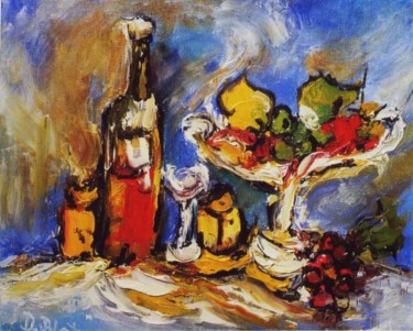 Painting titled "Fruits sur table" by Kévin Blot, Original Artwork