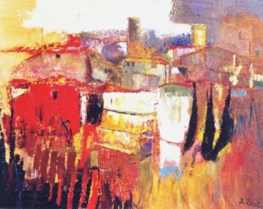 Peinture intitulée "La maison rouge" par Kévin Blot, Œuvre d'art originale