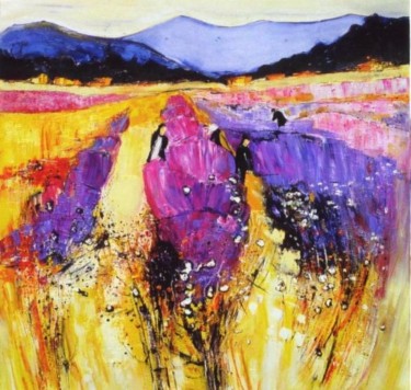 Peinture intitulée "Lavande en Provence" par Kévin Blot, Œuvre d'art originale