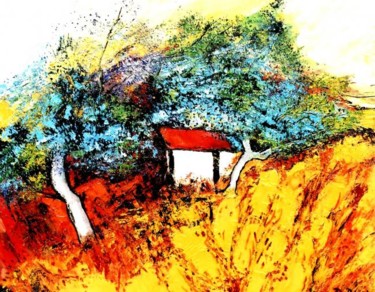 Peinture intitulée "Vieille cabane de j…" par Kévin Blot, Œuvre d'art originale, Huile