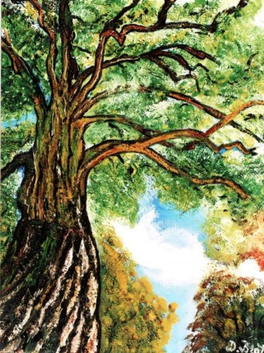 Peinture intitulée "Le vieux chêne" par Kévin Blot, Œuvre d'art originale, Huile