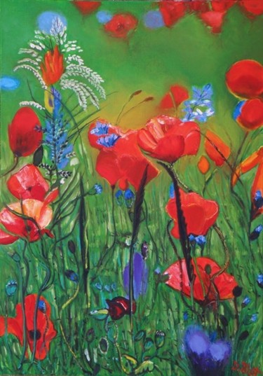 Peinture intitulée "Fleurs champêtres" par Kévin Blot, Œuvre d'art originale, Huile