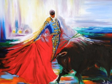 Painting titled "Un combat" by Kévin Blot, Original Artwork, Oil
