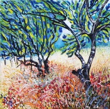 Peinture intitulée "Les hautes herbes" par Kévin Blot, Œuvre d'art originale, Huile