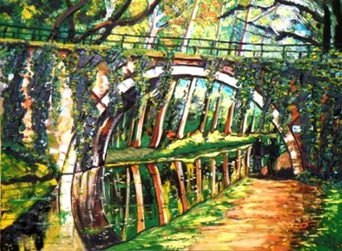 Peinture intitulée "Le parc forestier d…" par Kévin Blot, Œuvre d'art originale, Huile