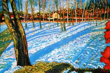 Painting titled "Neige en Russie" by Kévin Blot, Original Artwork, Oil