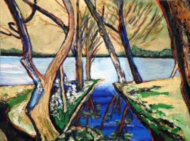 Peinture intitulée "Ruisseau se jetant…" par Kévin Blot, Œuvre d'art originale, Huile