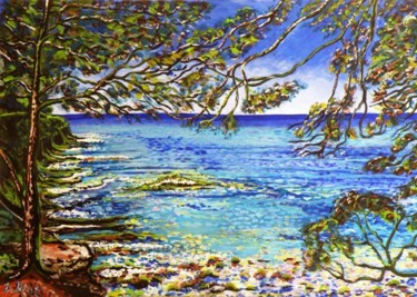 Peinture intitulée "La Côte d'Azur" par Kévin Blot, Œuvre d'art originale, Huile