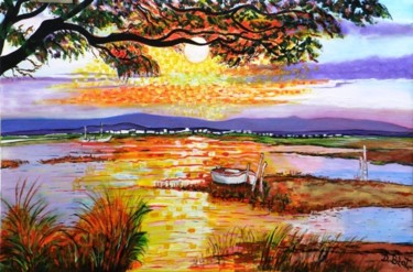 Peinture intitulée "Soleil couchant" par Kévin Blot, Œuvre d'art originale, Huile