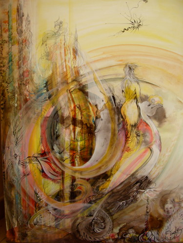 Peinture intitulée "Diane Son Arc Posé" par Danielb, Œuvre d'art originale, Huile