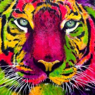 TIGRE. Peinture intitulée "TIGRE." par Daniel Burgraeve (DABU.), Œuvre d'art originale, Huile