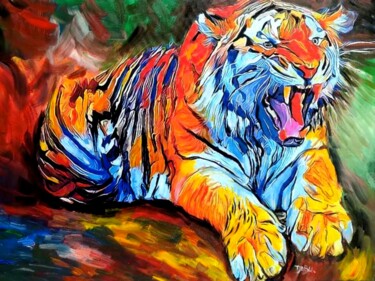 TIGRE Peinture intitulée "TIGRE" par Daniel Burgraeve (DABU.), Œuvre d'art originale, Huile Monté sur Châssis en bois