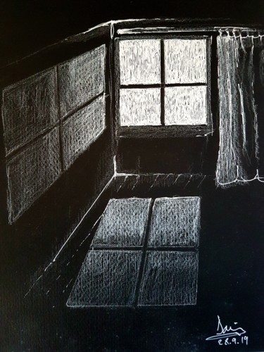 Drawing titled "Light falling throu…" by Daniel Darie, Original Artwork, Gel pen