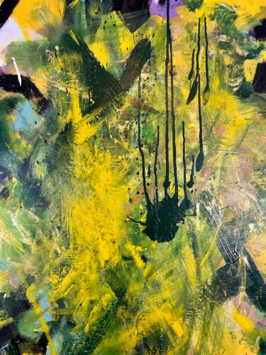 Картина под названием ""Green Field"" - Daniele Calvani, Подлинное произведение искусства, Акрил Установлен на Деревянная ра…