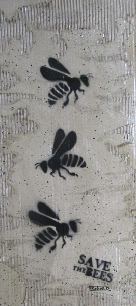 Peinture intitulée "Save the Bees carto…" par Daniele Fratini, Œuvre d'art originale, Bombe aérosol