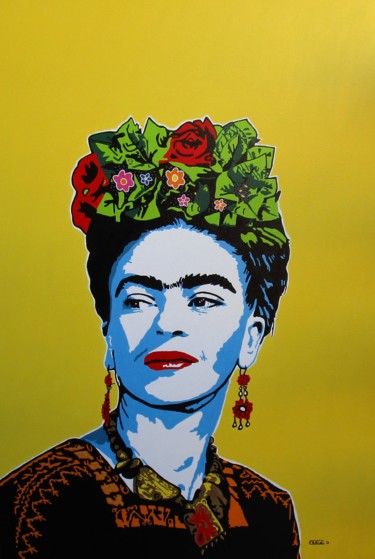 Pittura intitolato "Frida Kahlo" da Daniele Fratini, Opera d'arte originale, Smalto