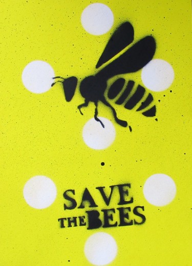 Painting titled "Save the Bees N.3" by Daniele Fratini, Original Artwork, Spray paint
