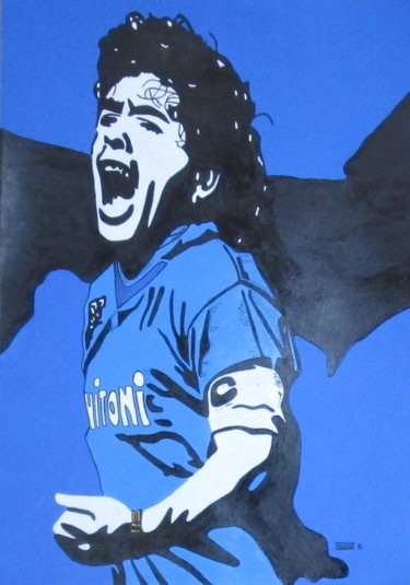Malerei mit dem Titel "Maradona" von Daniele Fratini, Original-Kunstwerk, Acryl