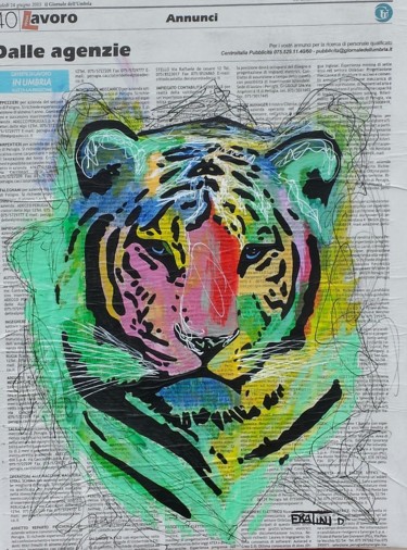 Pittura intitolato "TIGER POP" da Daniele Fratini, Opera d'arte originale, Acrilico