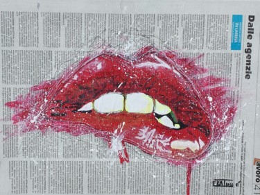 Malerei mit dem Titel "KISS ME" von Daniele Fratini, Original-Kunstwerk, Acryl