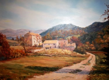 Painting titled "Vieille ferme dans…" by Dany, Original Artwork, Oil