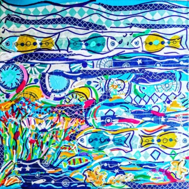 Картина под названием "Under the sea 1" - Daniele Jasselin, Подлинное произведение искусства, Акрил