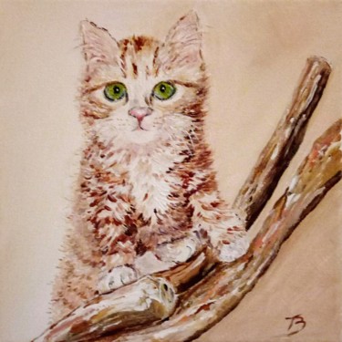 Painting titled "Chaton des sables" by Danièle Kechidi, Original Artwork, Acrylic Mounted on Wood Stretcher frame