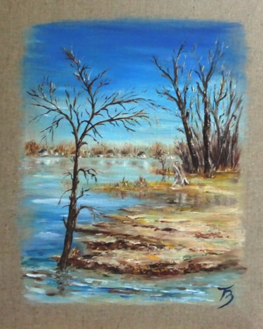 Painting titled "La rivière des Prai…" by Danièle Kechidi, Original Artwork, Oil Mounted on Wood Stretcher frame