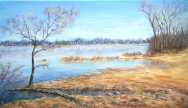Peinture intitulée "Ile Bizard (rivière…" par Danièle Kechidi, Œuvre d'art originale, Huile Monté sur Châssis en bois