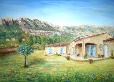 Peinture intitulée "Mas provençal (Roqu…" par Danièle Kechidi, Œuvre d'art originale, Huile Monté sur Châssis en bois