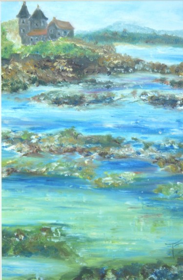 Peinture intitulée "Petite plage de Bia…" par Danièle Kechidi, Œuvre d'art originale, Huile Monté sur Châssis en bois
