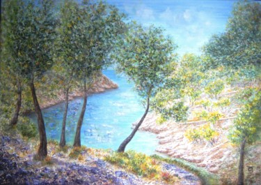 Peinture intitulée "Calanque de Cassis:…" par Danièle Kechidi, Œuvre d'art originale, Huile Monté sur Châssis en bois