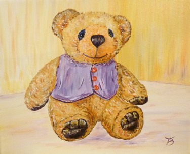 Peinture intitulée "Nounours au gilet v…" par Danièle Kechidi, Œuvre d'art originale, Acrylique Monté sur Châssis en bois