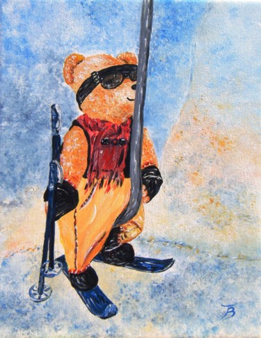 Peinture intitulée "Nounours sur le tir…" par Danièle Kechidi, Œuvre d'art originale, Acrylique Monté sur Châssis en bois