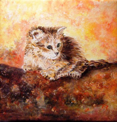 Peinture intitulée "Tout petit chaton" par Danièle Kechidi, Œuvre d'art originale, Acrylique Monté sur Châssis en bois