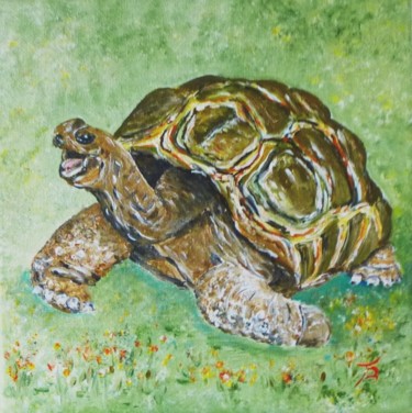 Peinture intitulée "Tortue rieuse" par Danièle Kechidi, Œuvre d'art originale, Acrylique Monté sur Châssis en bois