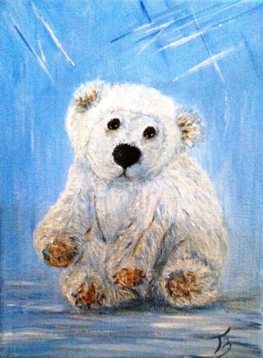 Peinture intitulée "Nounours blanc de S…" par Danièle Kechidi, Œuvre d'art originale, Acrylique Monté sur Châssis en bois