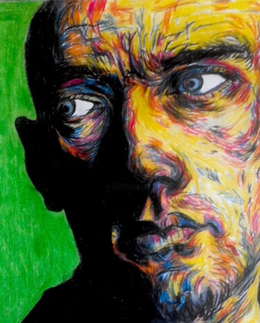 Рисунок под названием "R.E.M" - Daniele Zaggia, Подлинное произведение искусства, Цветные карандаши