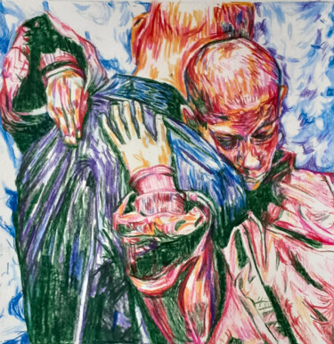Рисунок под названием "HUG" - Daniele Zaggia, Подлинное произведение искусства, Цветные карандаши