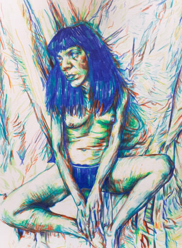 Рисунок под названием "nude" - Daniele Zaggia, Подлинное произведение искусства, Цветные карандаши