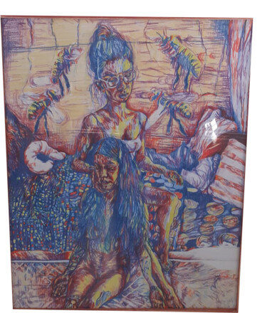 Pittura intitolato "the comfort in sepa…" da Daniele Zaggia, Opera d'arte originale, Matite colorate Montato su Pannello di…