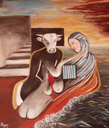 Painting titled "Il ratto di Europa" by Daniele Baron, Original Artwork