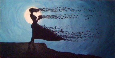 Pittura intitolato "La sposa e la luna" da Daniele Mariani, Opera d'arte originale